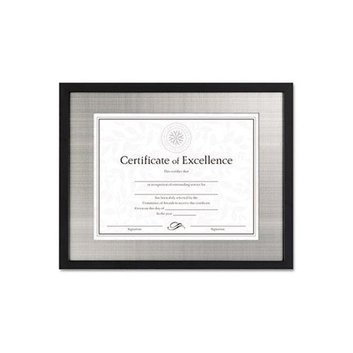 DAX N15788ST Contemporary Wood Document/Certificate Frame, Silver Metal Mat, 11 x 14 Inches, Black 4-PACK