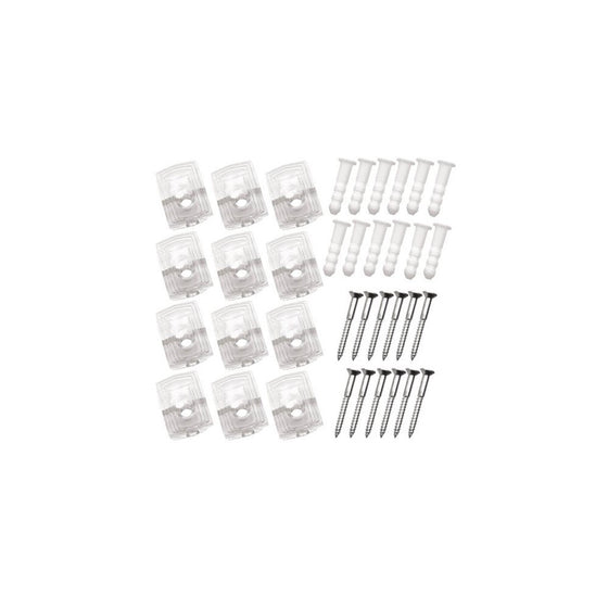 Topzone 1/4" inch Heavy Duty 25 Pound Crystal Clear Plastic Mirror Holder Clips, Pack of 12 Pieces