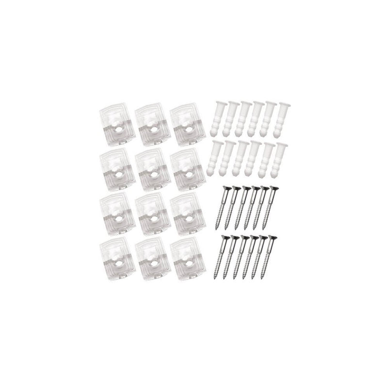 Topzone 1/4" inch Heavy Duty 25 Pound Crystal Clear Plastic Mirror Holder Clips, Pack of 12 Pieces