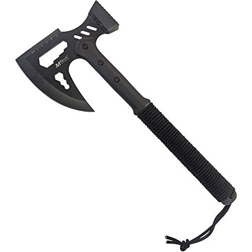 MTECH USA MT-AXE14 Camping Axe, Black Stainless Steel, Cord-Wrapped Handle, 17.5-Inch Overall