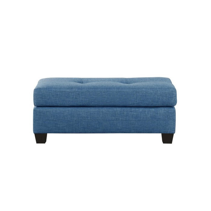 Fabric Tufted Ottoman With Tapered Feet , Blue