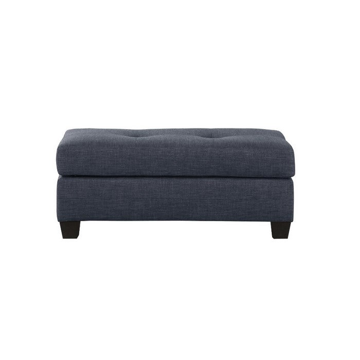 Fabric Tufted Ottoman With Tapered Feet , Dark Gray