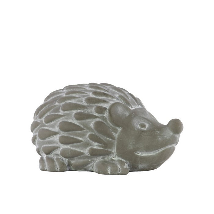 Cemented Hedgehog Figurine, Small, Washed Gray