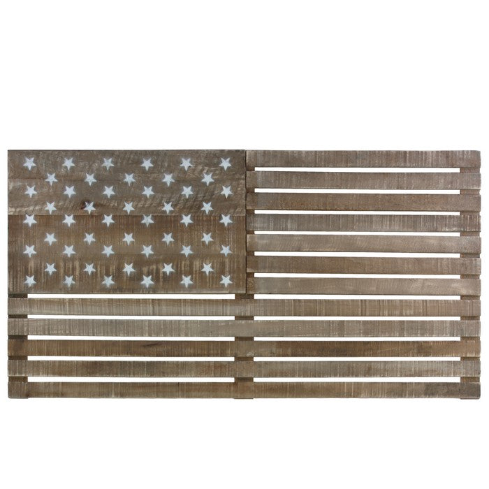 American Flag  Wooden Wall Sculpture, Tan Brown