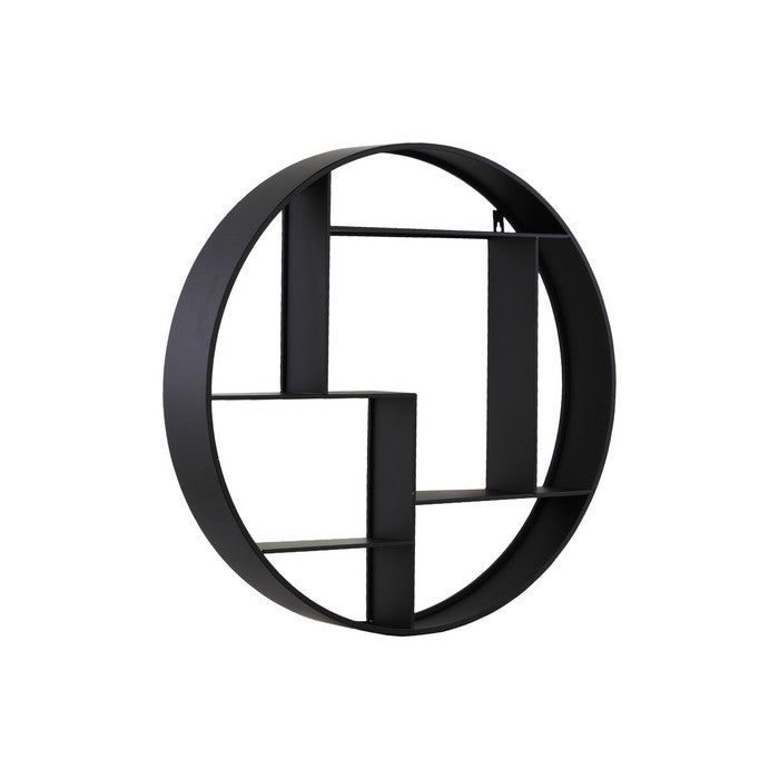 Round Metal Wall Shelf With Multiple Slots, Black