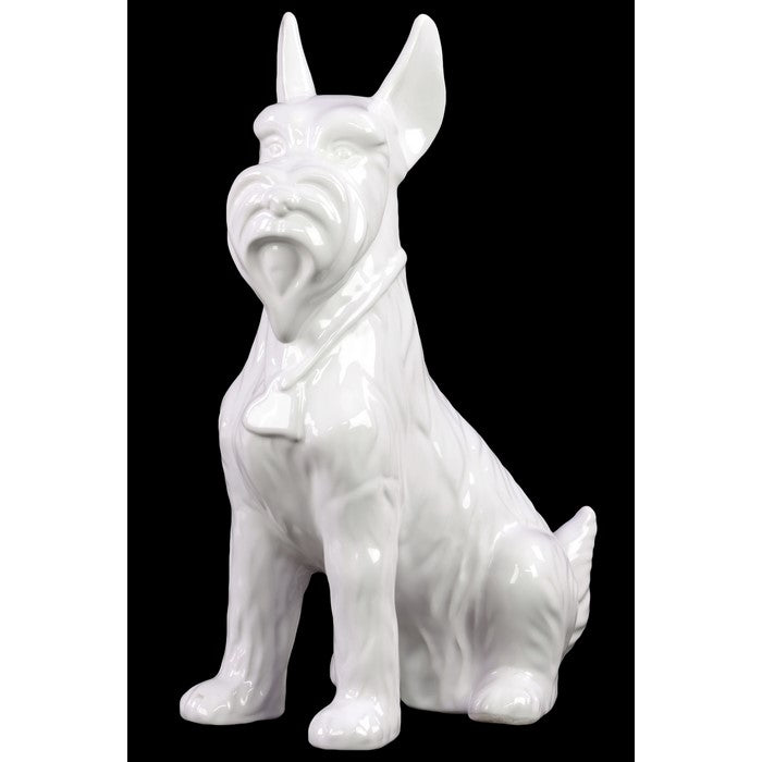 Sitting Scottish Terrier Dog Figurine In Ceramic, White