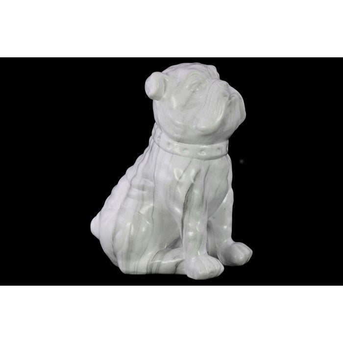 Sitting British Bulldog Figurine In Ceramic, White