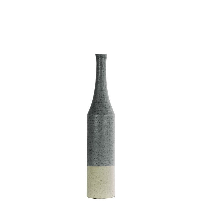 Long Neck Bottle Vase In Ceramic, Silver
