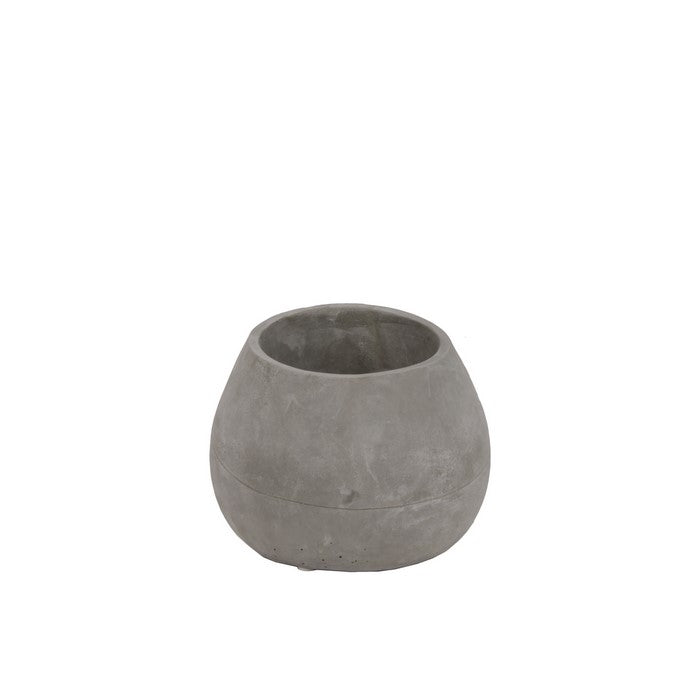 Cemented Bellied Flower Pot, Short, Gray