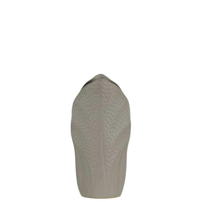 Ceramic Pyramidal Vase With Engraved Circle Design, Small, Gray