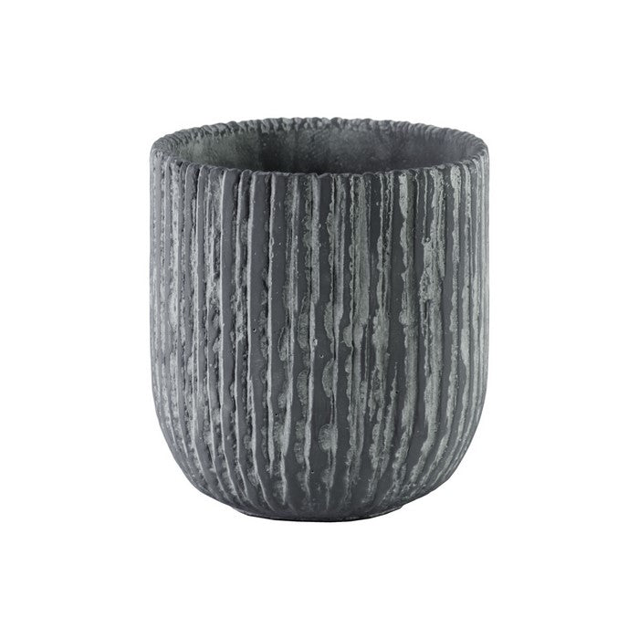 Cement Round Pot With Tapered Bottom In Broomed Finish, Large, Gray