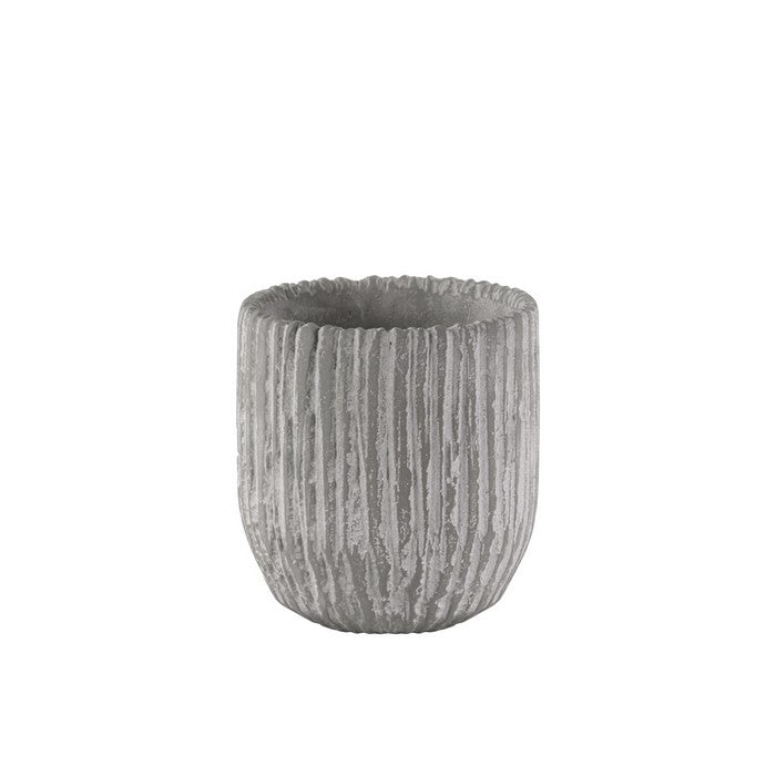 Cement Round Pot With Tapered Bottom In Broomed Finish, Small, Light Gray