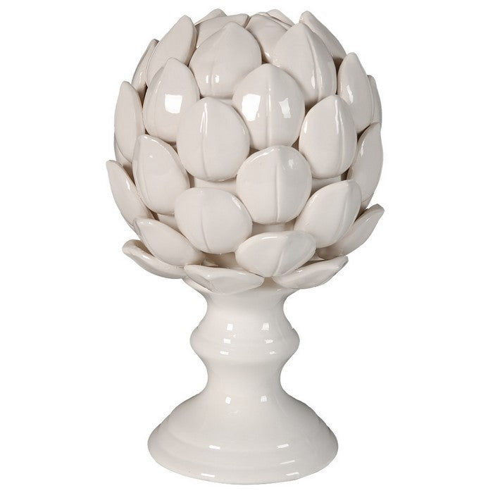Ceramic Artichoke On Pedestal Base, Large, White