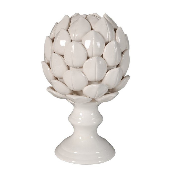 Ceramic Artichoke On Pedestal Base, Small, White