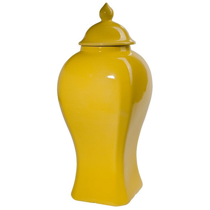Finely Shaped Lidded Stone Jar, Yellow