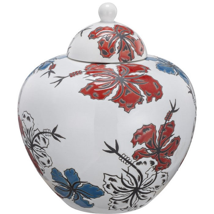 Ceramic Lidded Jar With Colorful Floral Motifs