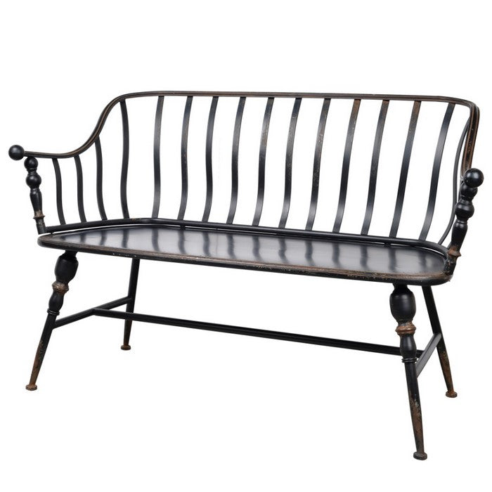 Vintage Style Settee with Metal Tubular Frame, Black