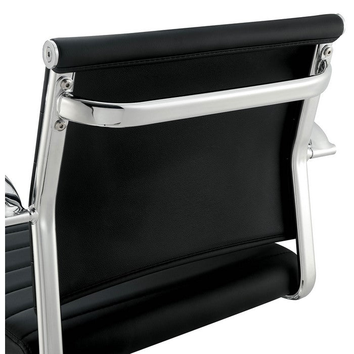 Contemporary Style Leatherette Padded Bar Stool With Arms, Black & Silver