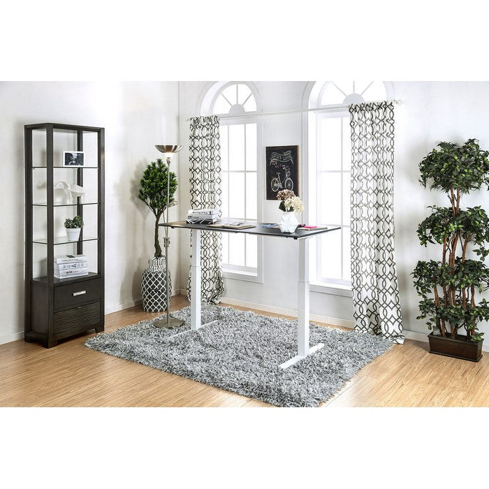 Minimalist Metallic Desk With Height Adjustable Function, Large, White & Black