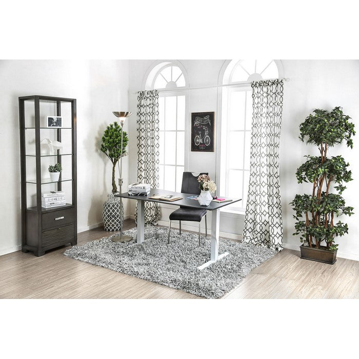 Minimalist Metallic Desk With Height Adjustable Function, Large, White & Black