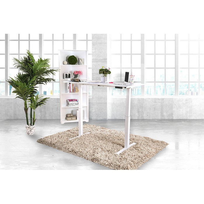 Minimalist Metallic Desk With Height Adjustable Function, Large, White