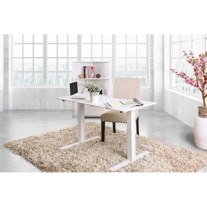 Minimalist Metallic Desk With Height Adjustable Function, Large, White