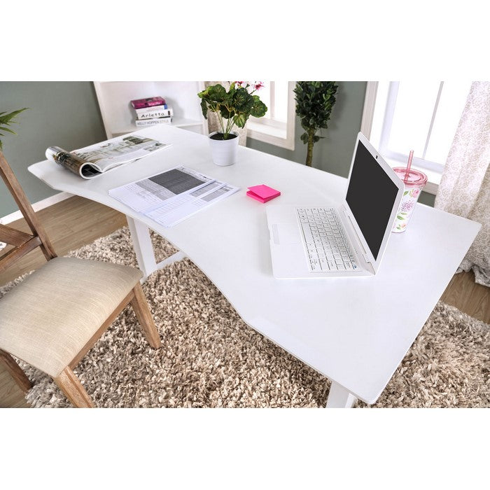 Minimalist Metallic Desk With Height Adjustable Function, Large, White