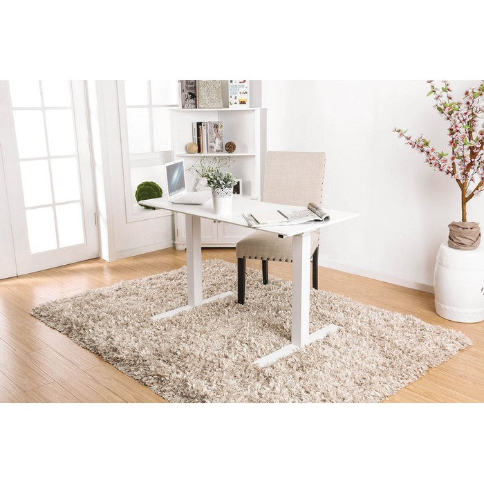 Minimalist Metallic Desk With Height Adjustable Function, Small, White