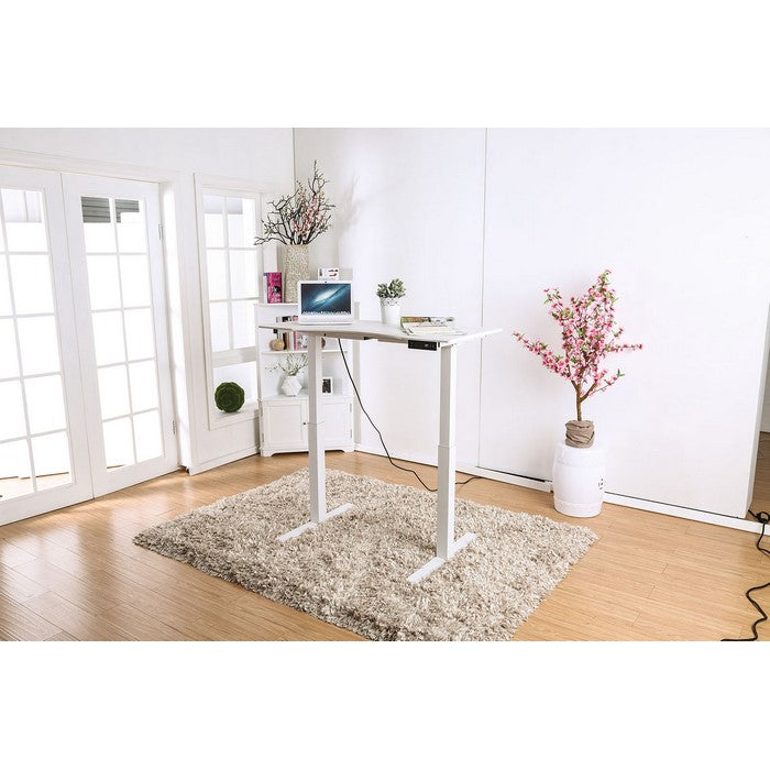 Minimalist Metallic Desk With Height Adjustable Function, Small, White