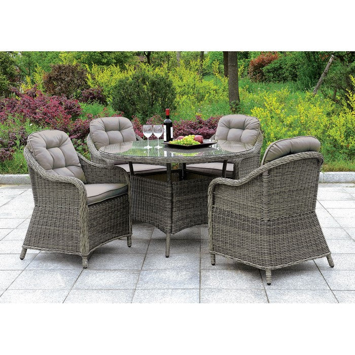 2 Piece Patio Arm Chair In Aluminum Wicker Frame and Cushioned Seating, Gray