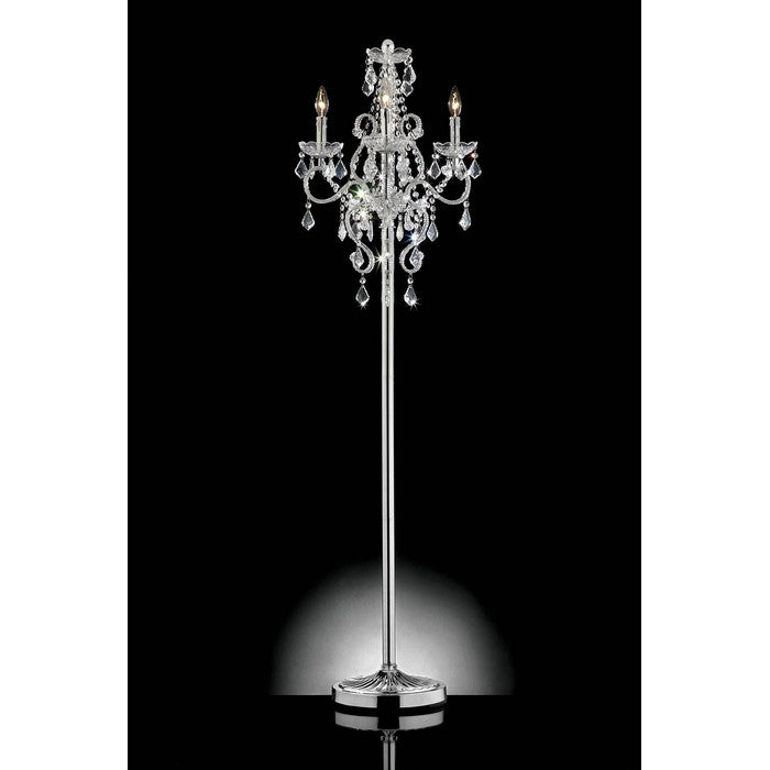 Contemporary Metallic Iron Floor Lamp With Crystal hangings, Silver