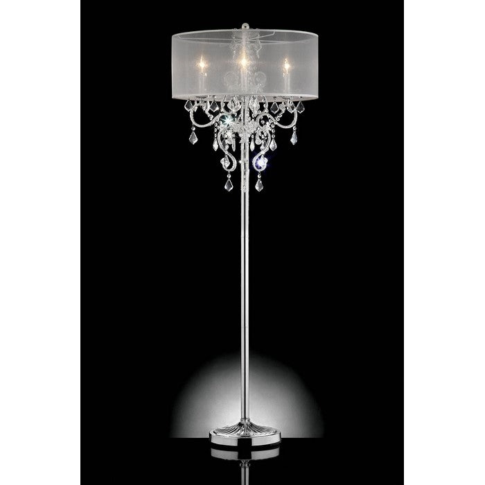 Contemporary Metallic Iron Floor Lamp With Crystal hangings, Silver