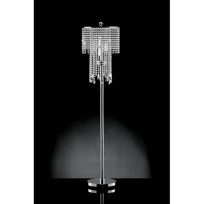 Contemporary Metallic Iron Floor Lamp Accented With Crystals, Silver