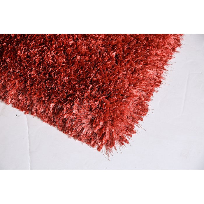 Contemporary Style Area Rug For In Polyester With cotton Backing, Red