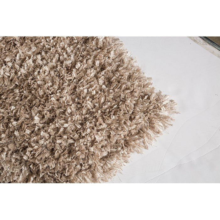 Contemporary Style Area Rug In Polyester With cotton Backing, Beige