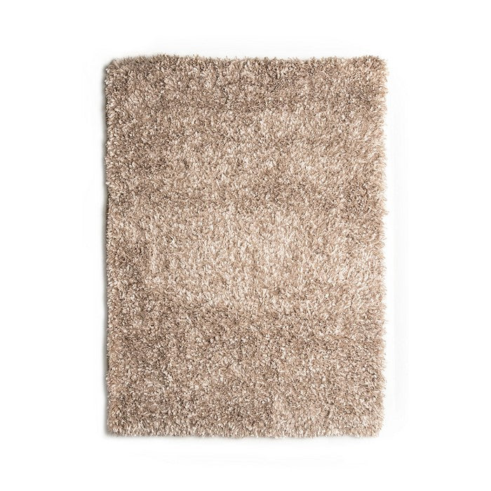 Contemporary Style Area Rug In Polyester With cotton Backing, Beige