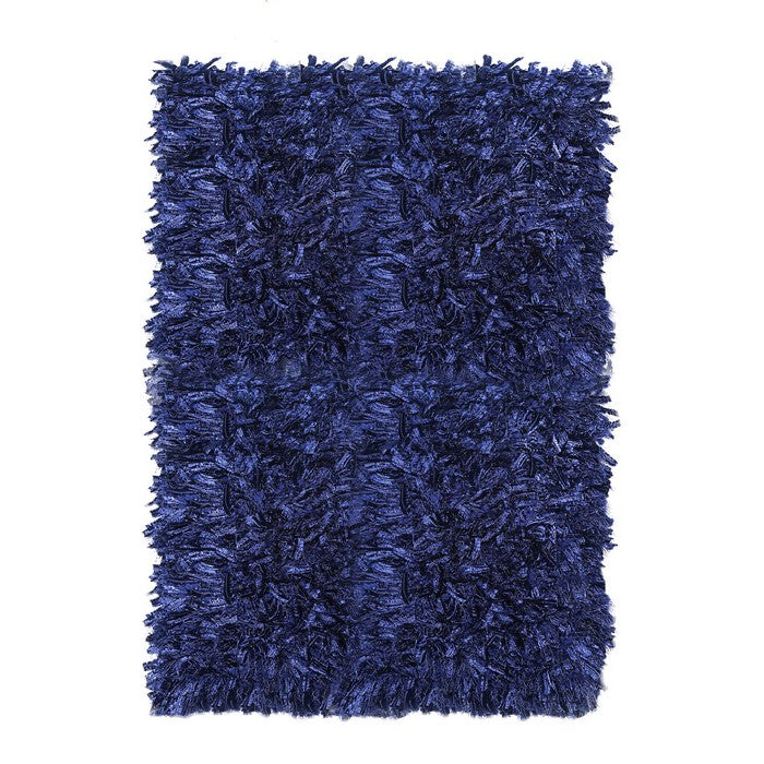 Contemporary Style Area Rug In Polyester With cotton Backing, Blue
