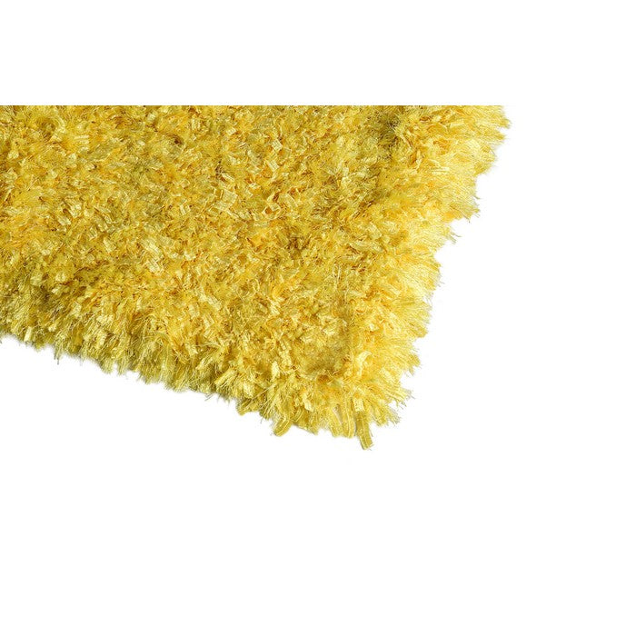Contemporary Style Polyester Area Rug With cotton Backing, Yellow