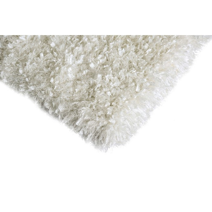 Contemporary Style Polyester Area Rug With cotton Backing, White