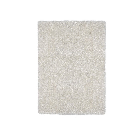 Contemporary Style Polyester Area Rug With cotton Backing, White