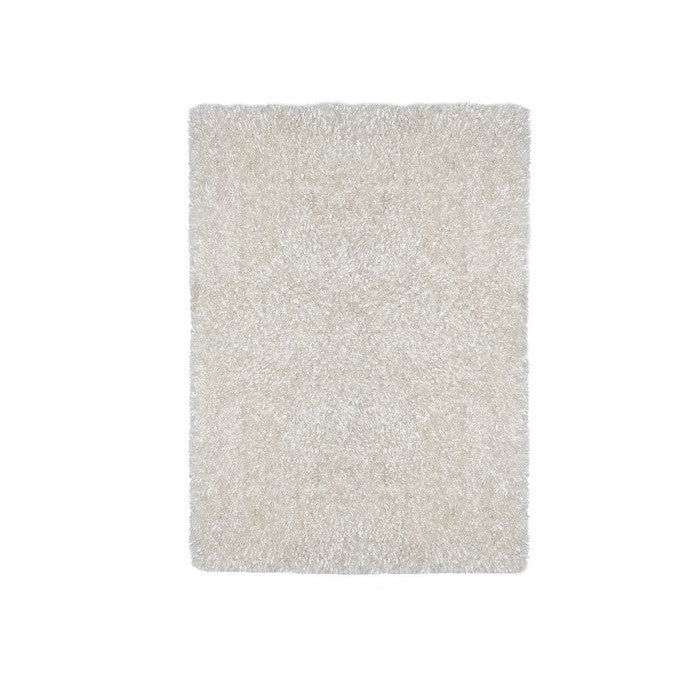 Contemporary Style Polyester Area Rug With cotton Backing, White