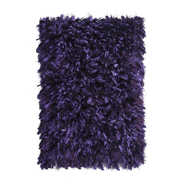 Contemporary Style Polyester Area Rug With cotton Backing, Purple