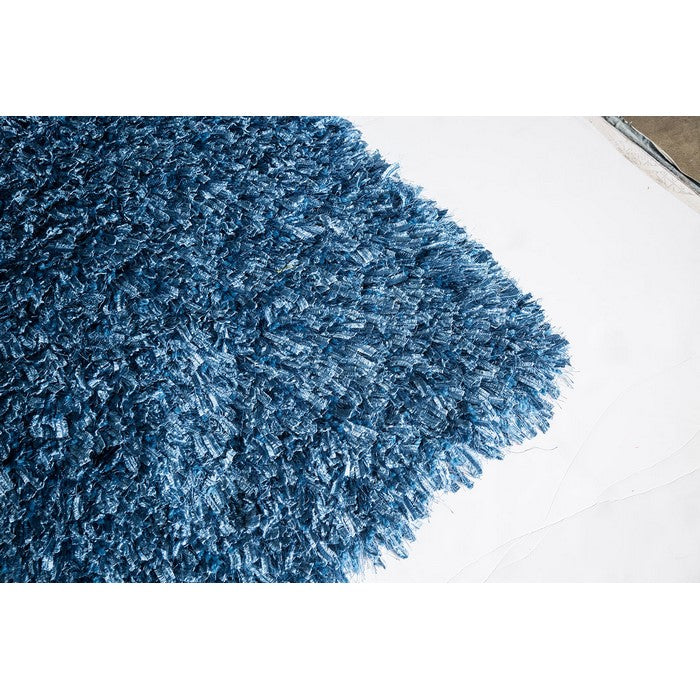 Contemporary Style Polyester Area Rug With cotton Backing, Blue