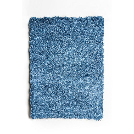 Contemporary Style Polyester Area Rug With cotton Backing, Blue