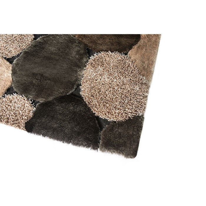 Contemporary Style Polyester Area Rug With cotton Backing, Brown & Gray