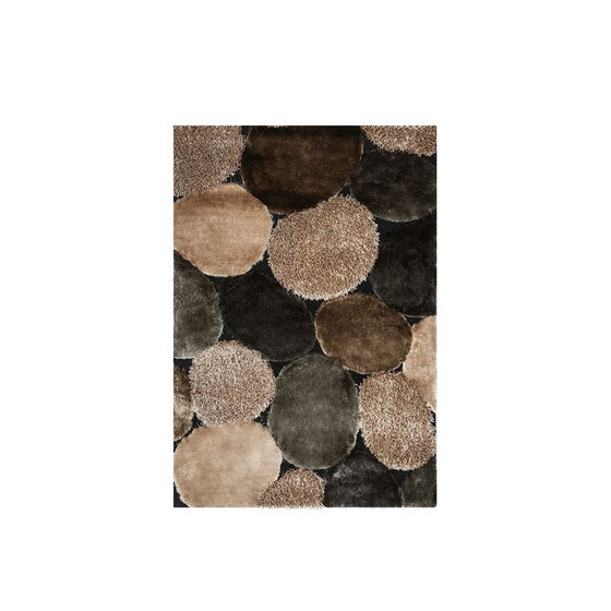 Contemporary Style Polyester Area Rug With cotton Backing, Brown & Gray