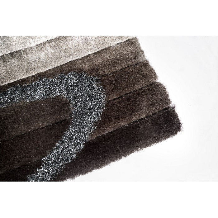 Contemporary Style Polyester Area Rug With cotton Backing, Gray