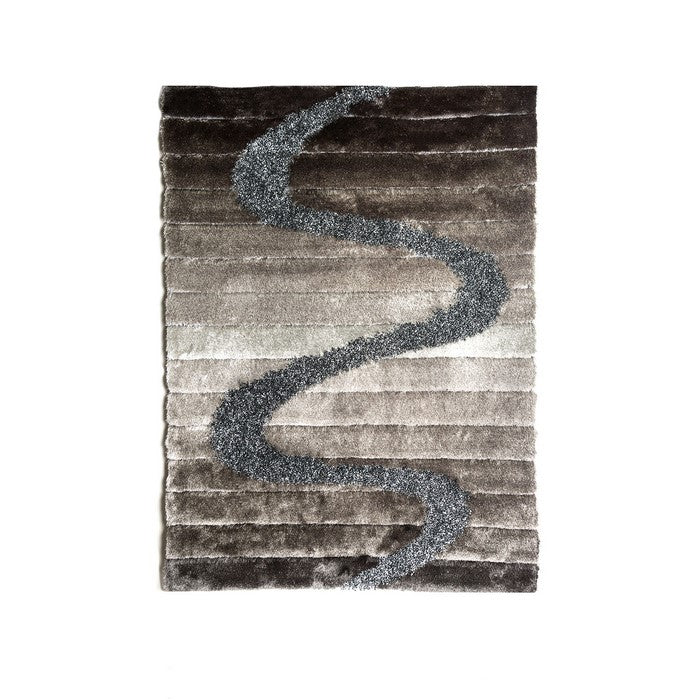 Contemporary Style Polyester Area Rug With cotton Backing, Gray