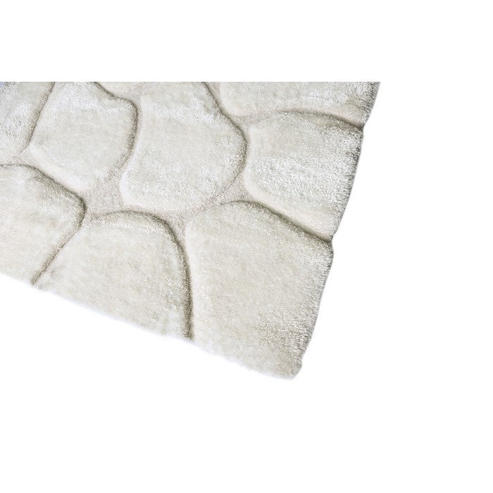 Pebble Pattern Polyester Area Rug With cotton Backing, Ivory
