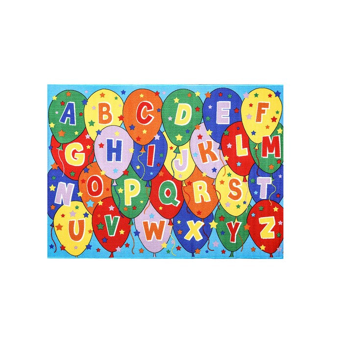 Alphabetical-Machine Tufted Area Rug In With Nylon Backing, Multicolor